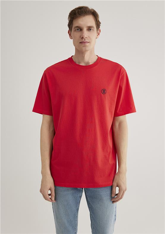 Mavi M067074-70471 Kırmızı Erkek Logo Nakışlı T-Shirt