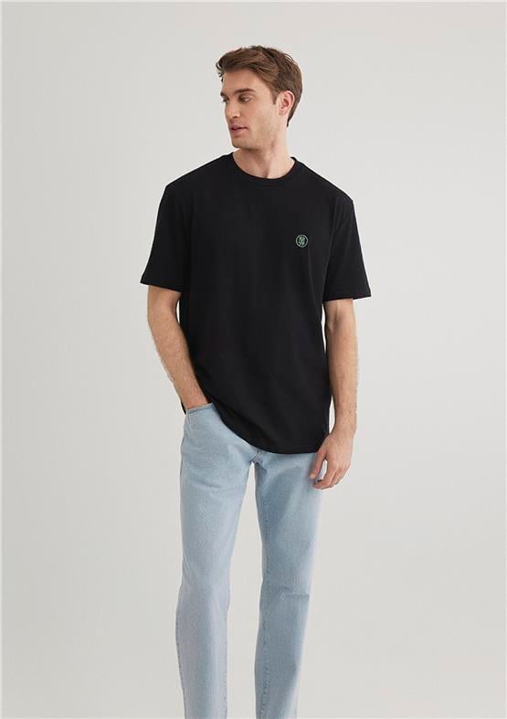 Mavi M067074-900 Siyah Erkek Logo Nakışlı T-Shirt