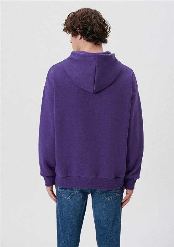 Mavi M067149-70693 Canlı Mor Erkek Oversize Kapuşonlu Logo Sweatshirt
