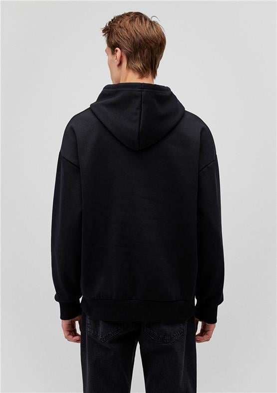 Mavi M067149-902 Siyah Erkek Oversize Kapuşonlu Logo Sweatshirt