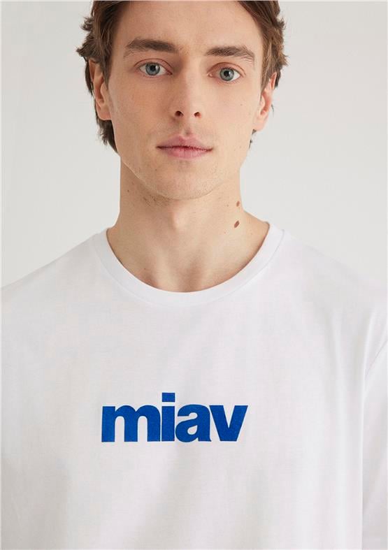 Mavi M067153-620 Beyaz Erkek Regular Mıav Baskılı T-Shirt