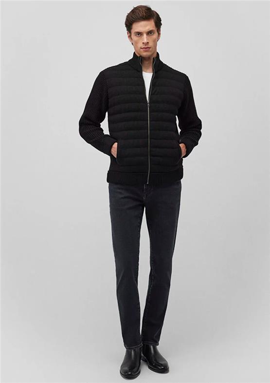 Mavı M070697-900 Sıyah Erkek Dar Kesım Tam Fermuarlı Trıko Sweatshırt