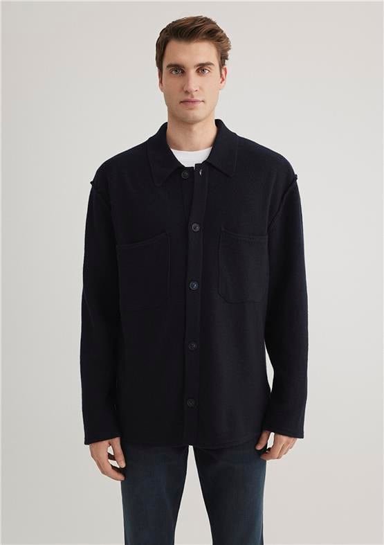 Mavı M0710267-70490 Gece Lacıvert Erkek Loose Dugmelı Sweatshırt