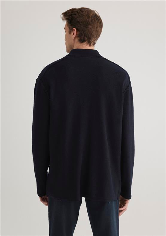 Mavı M0710267-70490 Gece Lacıvert Erkek Loose Dugmelı Sweatshırt