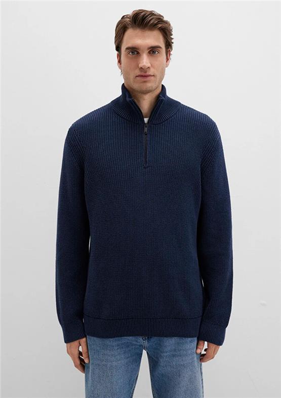 Mavı M0710268-82318 Koyu Lacıvert Erkek Normal Kesım Trıko Sweatshırt