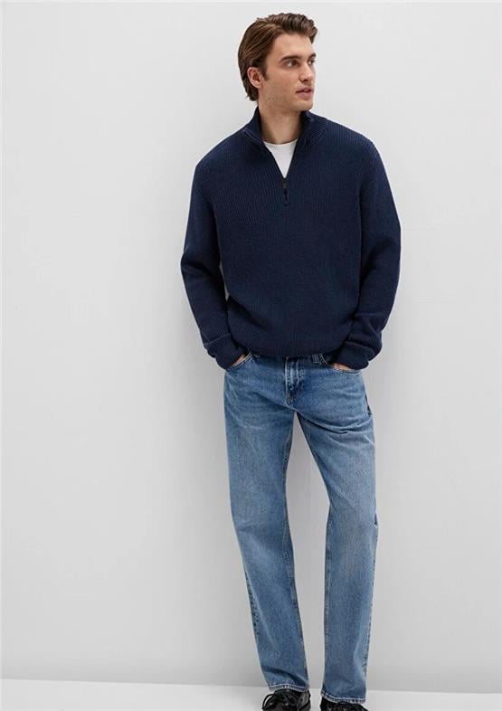 Mavı M0710268-82318 Koyu Lacıvert Erkek Normal Kesım Trıko Sweatshırt