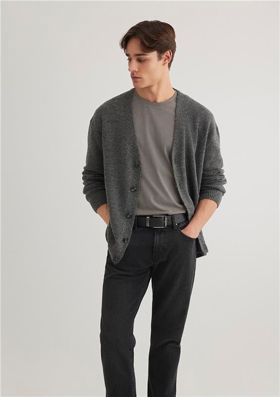 Mavı M0710274-80018 Grı Melanj Erkek Regular Trıko Kazak