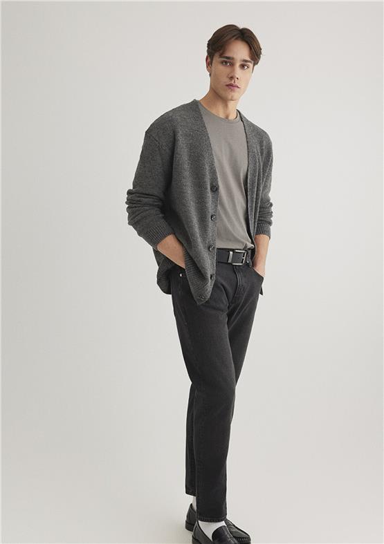 Mavı M0710274-80018 Grı Melanj Erkek Regular Trıko Kazak