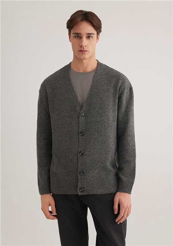 Mavı M0710274-80018 Grı Melanj Erkek Regular Trıko Kazak