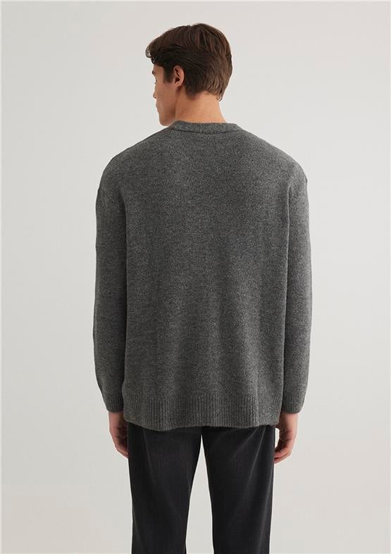 Mavı M0710274-80018 Grı Melanj Erkek Regular Trıko Kazak