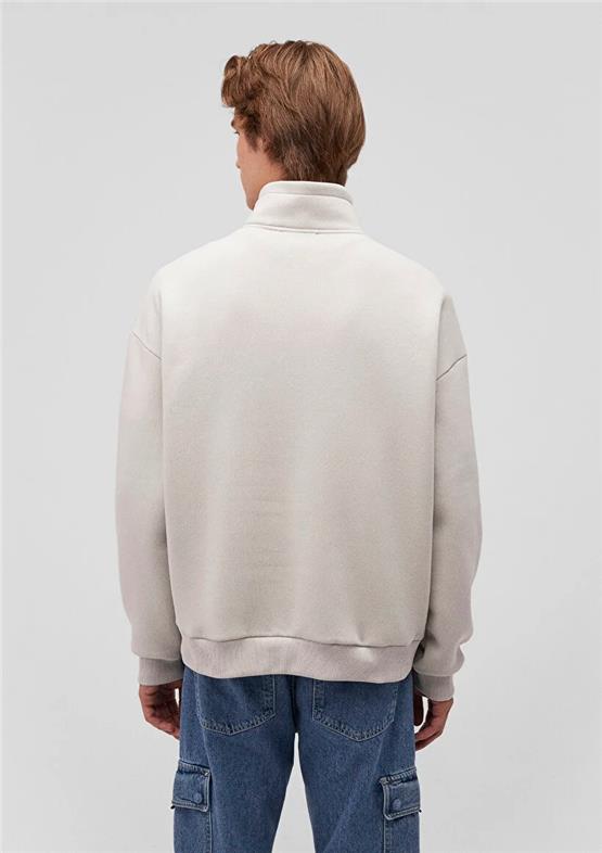 Mavı M0S10208-70074 Acık Grı Erkek Mavı Logo Baskılı Yarım Fermuarlı Boxy Sweatshırt