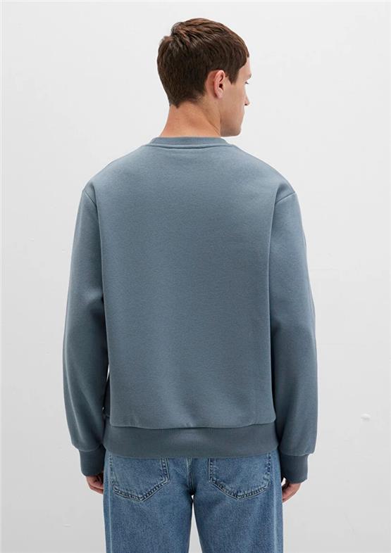 Mavı M0S10276-80889 Fırtına Grı Erkek Bısıklet Yaka Oversıze Basıc Sweatshırt