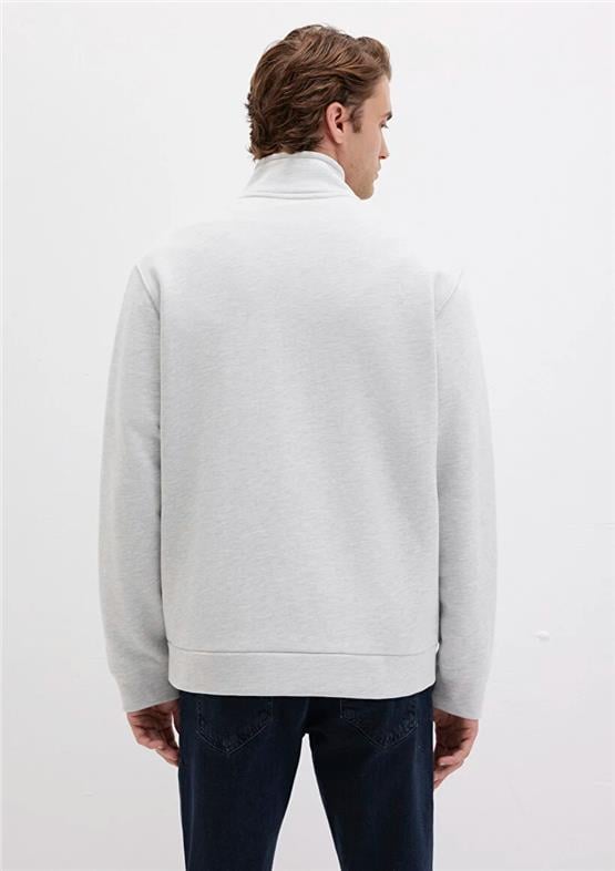 Mavı M0S10377-82498 Kar Melanj Erkek Modellı Tam Fermuarlı Oversıze Sweatshırt