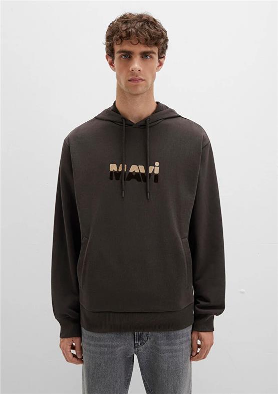 Mavı M0S10395-70219 After Dark Erkek Mavı Logo Baskılı Kapusonlu Oversıze Sweatshırt