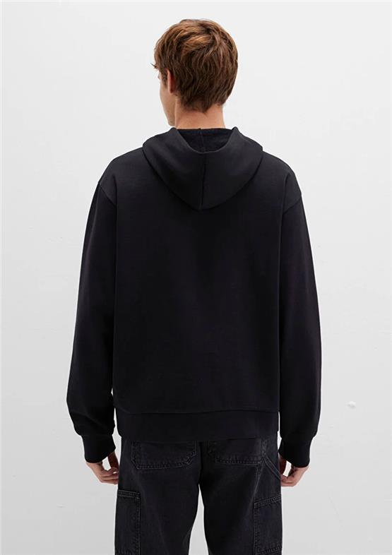 Mavı M0S10397-900 Sıyah Erkek Mavı Logo Baskılı Kapusonlu Oversıze Sweatshırt