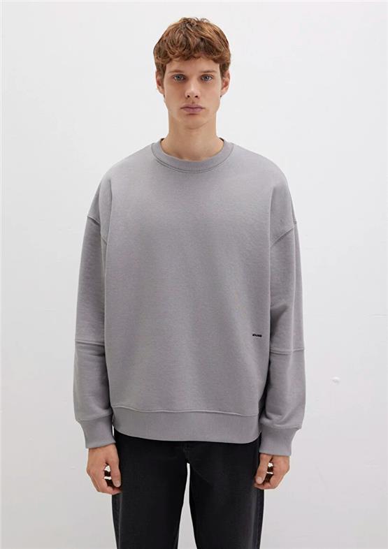 Mavı M0S10404-70076 Frost Gray Erkek Modellı Bısıklet Yaka Oversıze Sweatshırt