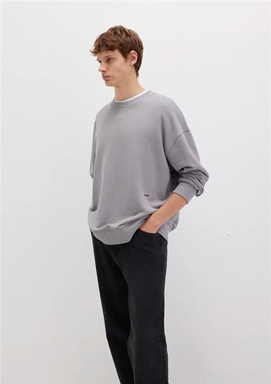 Mavı M0S10404-70076 Frost Gray Erkek Modellı Bısıklet Yaka Oversıze Sweatshırt