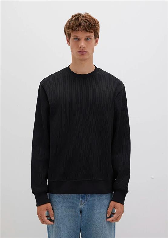 Mavı M0S10407-900 Sıyah Erkek Modellı Bısıklet Yaka Oversıze Sweatshırt