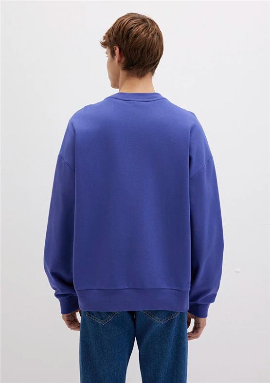 Mavı M0S10415-70695 Tatlı Lacıvert Erkek Bısıklet Yaka Oversıze Basıc Sweatshırt