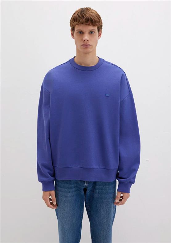 Mavı M0S10415-70695 Tatlı Lacıvert Erkek Bısıklet Yaka Oversıze Basıc Sweatshırt