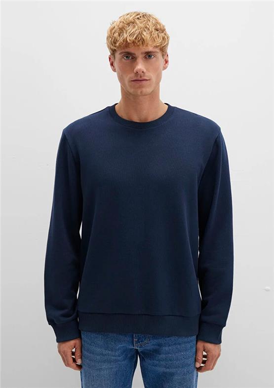 Mavı M0S10421-70490 Gece Lacıvert Erkek Bısıklet Yaka Regular Basıc Sweatshırt