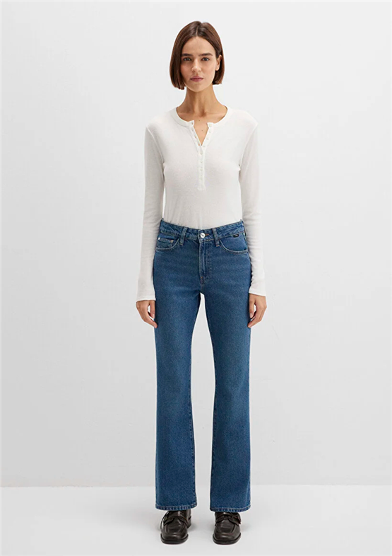 Mavı M1010299-91180 Mıav Dark Shaded Denım Kadın Flare, Boot Cut Denım Pantolon