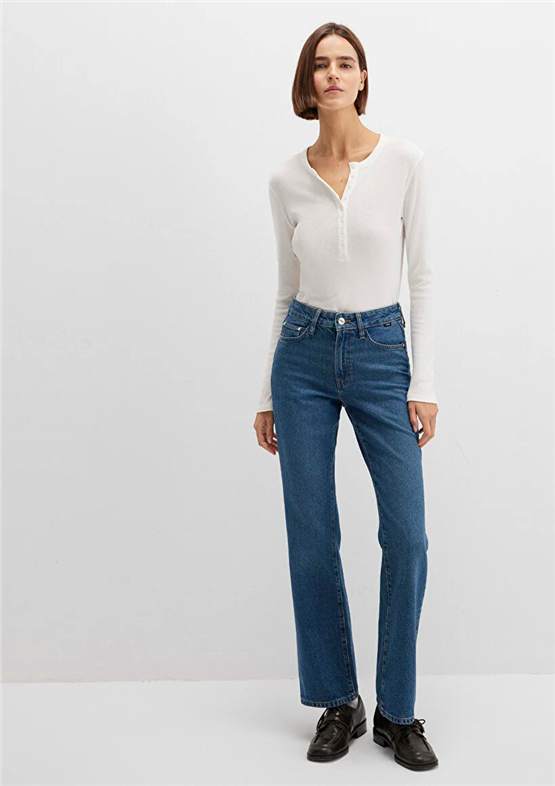 Mavı M1010299-91180 Mıav Dark Shaded Denım Kadın Flare, Boot Cut Denım Pantolon