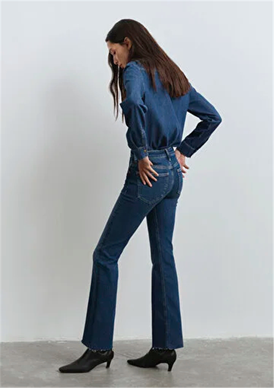 Mavı M101225-80680 Marıa Dark Blue Gold Denım Kadın Flare Boot Cut Denım Pantolon