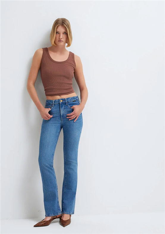 Mavı M101225-A1589 Marıa Mıd Gold Premıum Kadın Flare Boot Cut Denım Pantolon