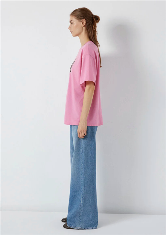 Mavi Y26 M1600843-71063 Cashmere Rose Kadın Oversıze Mavi Baskılı T-shirt