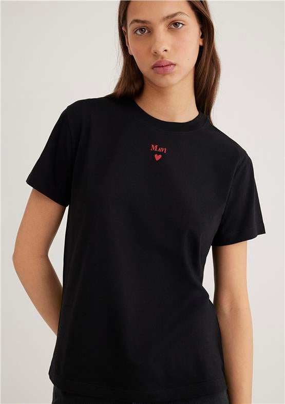 Mavi Y26 M1601185-900 Siyah Kadın Semı Slim Mavi Baskılı T-shirt