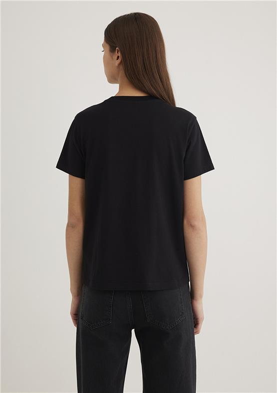 Mavi Y26 M1601185-900 Siyah Kadın Semı Slim Mavi Baskılı T-shirt
