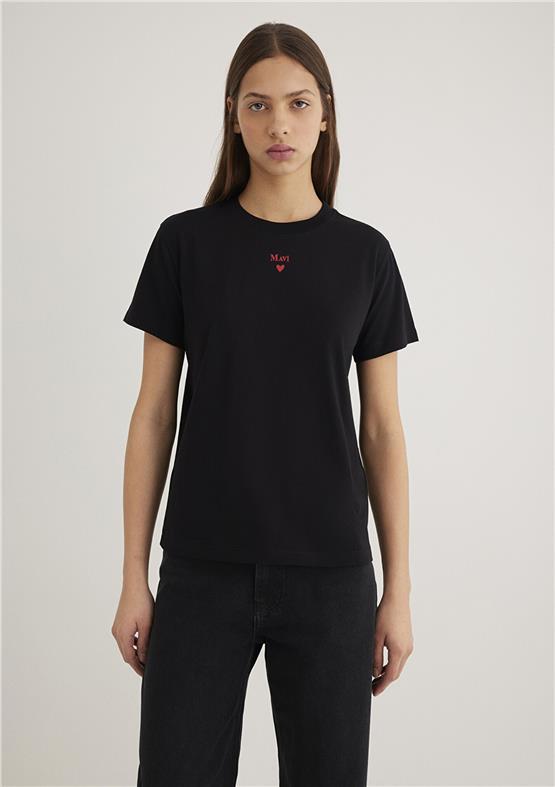 Mavi Y26 M1601185-900 Siyah Kadın Semı Slim Mavi Baskılı T-shirt
