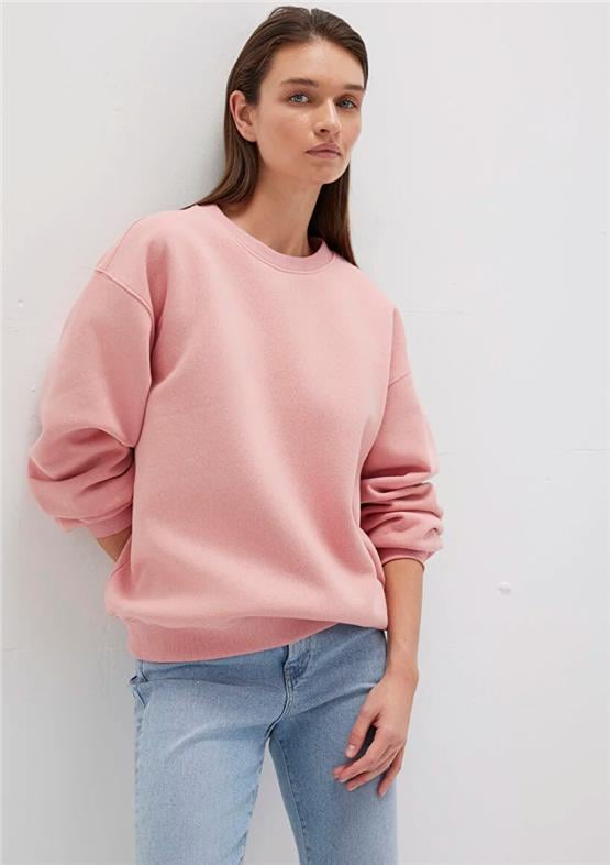Mavı M1610198-91003 Rose Elegance Kadın Bısıklet Yaka Oversıze Basıc Sweatshırt