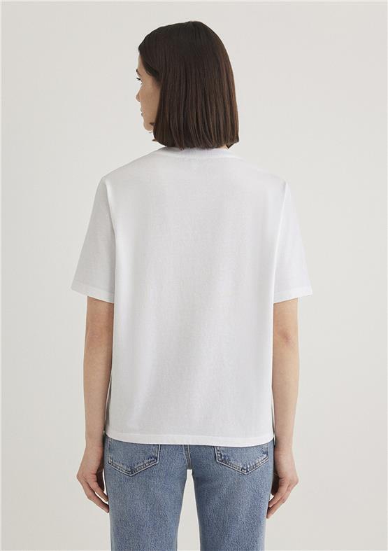 Mavi Y26 M1611594-620 Beyaz Kadın Regular Mavi Logo T-shirt