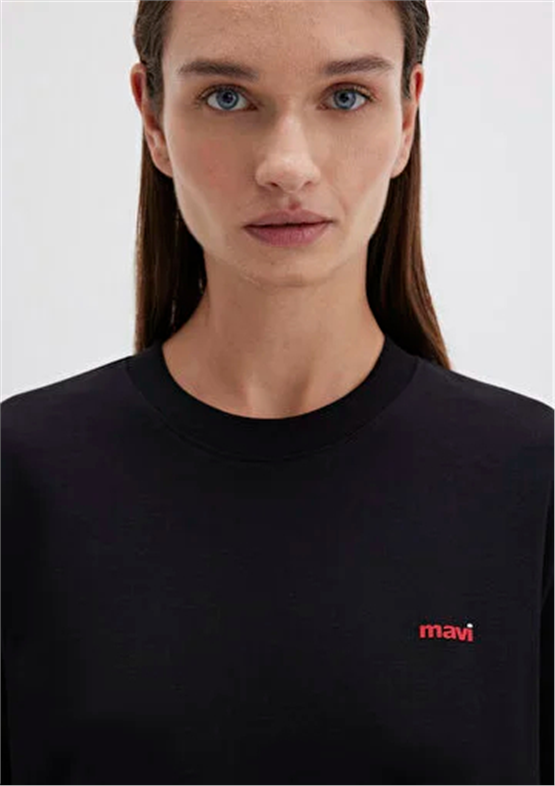 Mavi Y26 M1612122-900 Siyah Kadın Regular Kısa Kollu Baskılı T-shirt