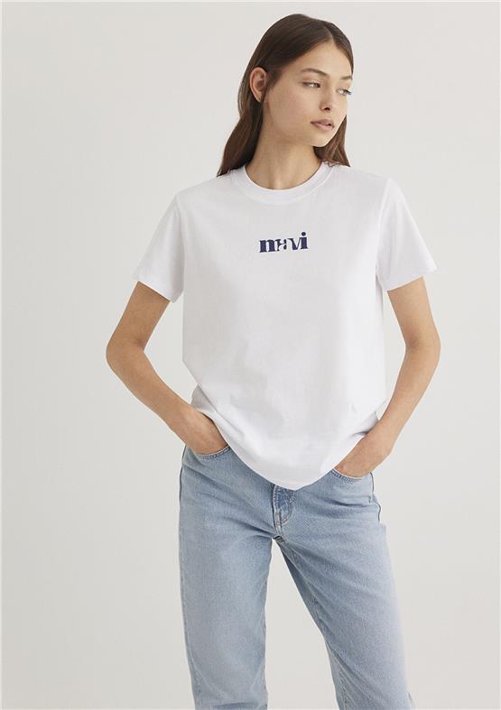 Mavi Y26 M1612241-620 Beyaz Kadın Regular Logo T-shirt