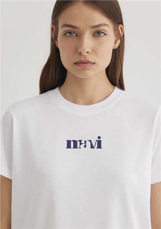 Mavi Y26 M1612241-620 Beyaz Kadın Regular Logo T-shirt
