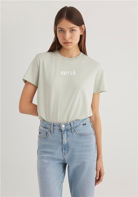 Mavi Y26 M1612241-70148 Sıs Yeşil Kadın Regular Logo Baskılı T-shirt