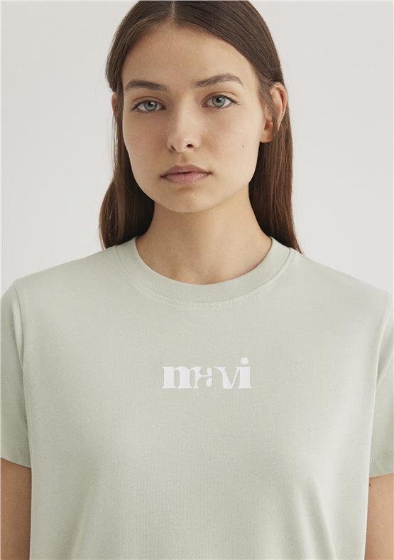 Mavi Y26 M1612241-70148 Sıs Yeşil Kadın Regular Logo Baskılı T-shirt