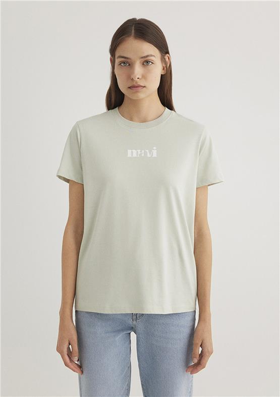 Mavi Y26 M1612241-70148 Sıs Yeşil Kadın Regular Logo Baskılı T-shirt