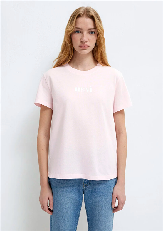 Mavi Y26 M1612241-89200 Pink A Boo Kadın Regular Logo Baskılı T-shirt
