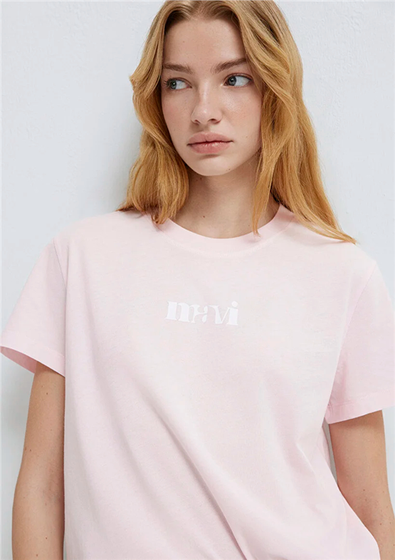 Mavi Y26 M1612241-89200 Pink A Boo Kadın Regular Logo Baskılı T-shirt