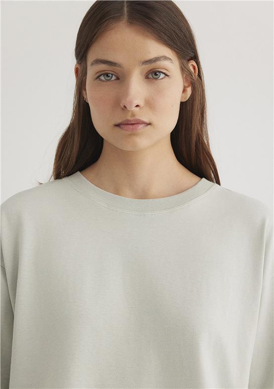 Mavı M1612377-70082 Grı Kadın Crop Basıc Bısıklet Yaka T-Shırt