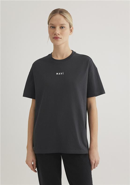Mavi Y26 M1612518-70087 Komur Kadın Loose Mavi Baskılı T-shirt