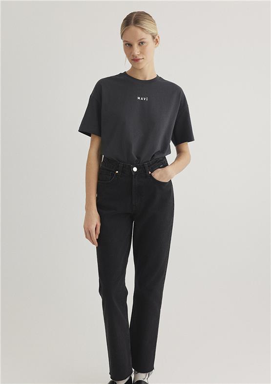 Mavi Y26 M1612518-70087 Komur Kadın Loose Mavi Baskılı T-shirt
