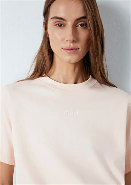 Mavi Y26 M1612829-71121 Pearl Blush Kadın Regular Logo Baskılı T-shirt