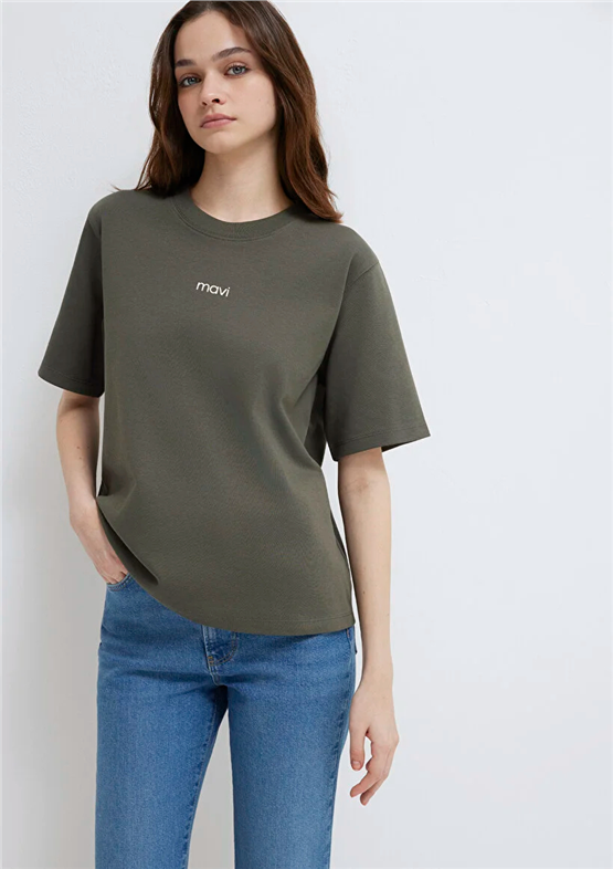 Mavi Y26 M1612829-71553 Beluga Kadın Regular Logo Baskılı T-shirt