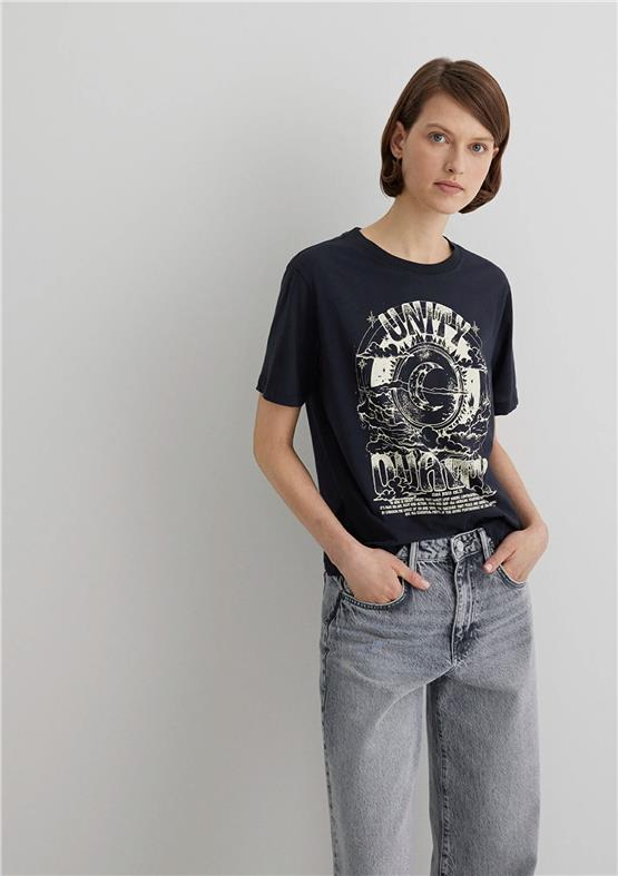 Mavı M1613172-70087 Komur Kadın Regular Astrolojı Baskılı T-Shırt