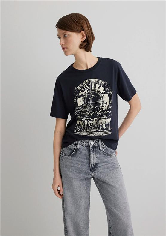 Mavı M1613172-70087 Komur Kadın Regular Astrolojı Baskılı T-Shırt